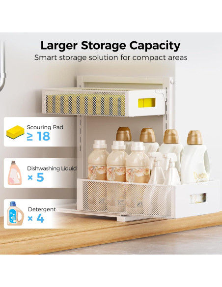 Organizador Bajo Fregadero HAIREALM 2 Niveles Ajustable Blanco