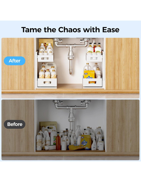 Organizador Bajo Fregadero HAIREALM 2 Niveles Ajustable Blanco