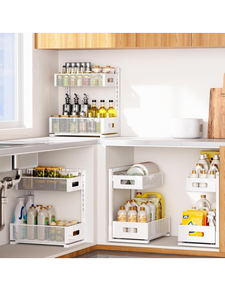 Organizador Bajo Fregadero HAIREALM 2 Niveles Ajustable Blanco