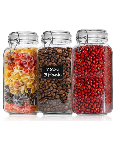 Juego de 3 frascos de vidrio herméticos ComSaf 2.3L cuadrados