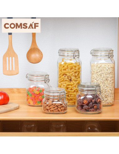 Juego de 3 frascos de vidrio herméticos ComSaf 2.3L cuadrados