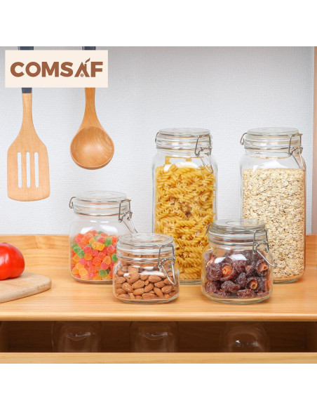 Juego de 3 frascos de vidrio herméticos ComSaf 2.3L cuadrados