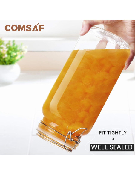Juego de 3 frascos de vidrio herméticos ComSaf 2.3L cuadrados