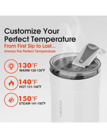Taza de Viaje Calentada VSITOO S5, Control de Temperatura APP, 450 ml