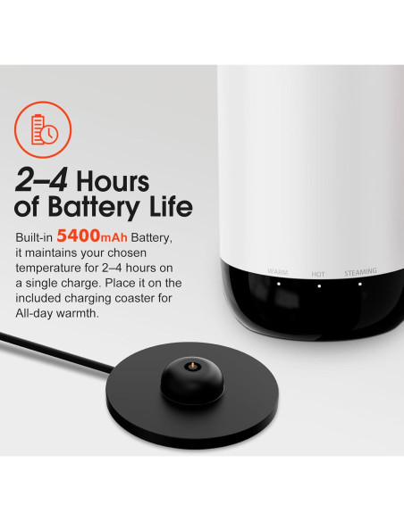 Taza de Viaje Calentada VSITOO S5, Control de Temperatura APP, 450 ml