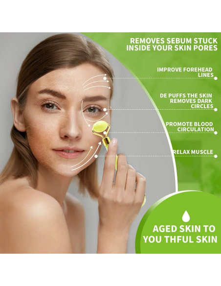 Juego de Rodillo de Jade y Gua Sha POPMISOLER 4 Piezas