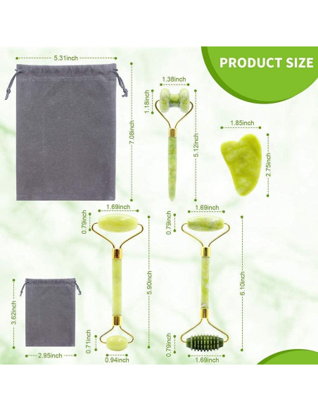 Juego de Rodillo de Jade y Gua Sha POPMISOLER 4 Piezas