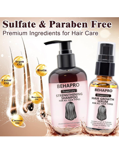 Suero y Champú BEHAPRO para Crecimiento Cabello Fino 340g