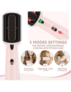 Cepillo Alisador y Secador Prizm Rosa 3 Modos Iones Negativos 2