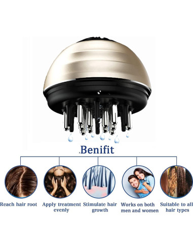 Masajeador de Cuero Cabelludo PERLLENT CM-01 con Aplicador de Aceite