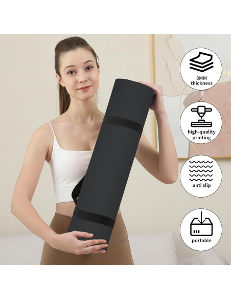 Alfombrilla de Yoga Antideslizante HAHE 183x61cm 8mm POE