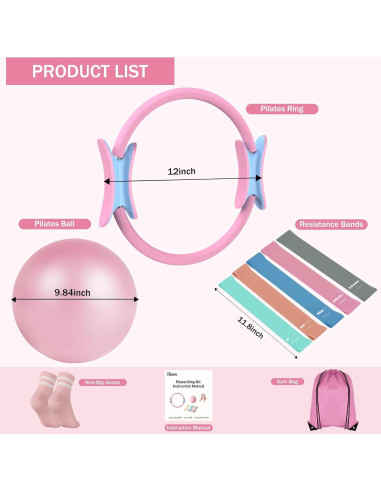 Kit de Pilates en Casa Floranis 9P-01 con Anillo y Bandas
