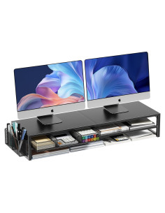 Soporte Elevador de Monitor Doble OPNICE con Cajón y Organizador