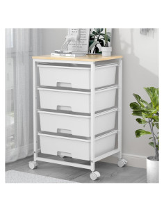 Carro de Almacenamiento Rodante SYKIARIOL 4 Cajones Blanco