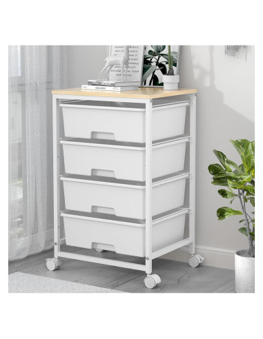 Carro de Almacenamiento Rodante SYKIARIOL 4 Cajones Blanco