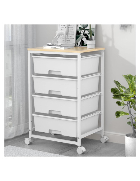 Carro de Almacenamiento Rodante SYKIARIOL 4 Cajones Blanco