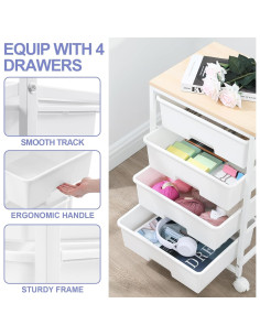 Carro de Almacenamiento Rodante SYKIARIOL 4 Cajones Blanco 2