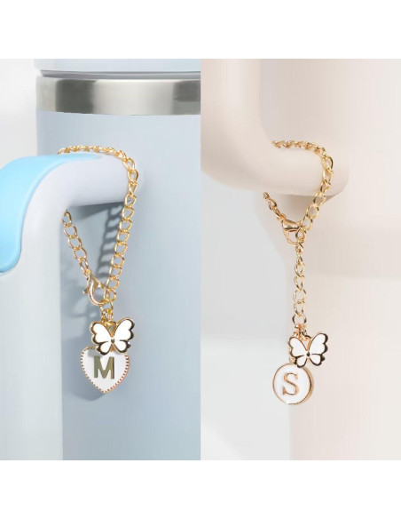 Accesorios para Taza Stanley ANLABESY - 4 Cubiertas de Pajilla y 2 Encantos de Letra