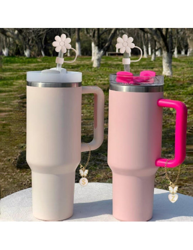 Accesorios para Taza Stanley ANLABESY - 4 Cubiertas de Pajilla y 2 Encantos de Letra