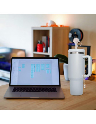 Accesorios para Taza Stanley ANLABESY - 4 Cubiertas de Pajilla y 2 Encantos de Letra