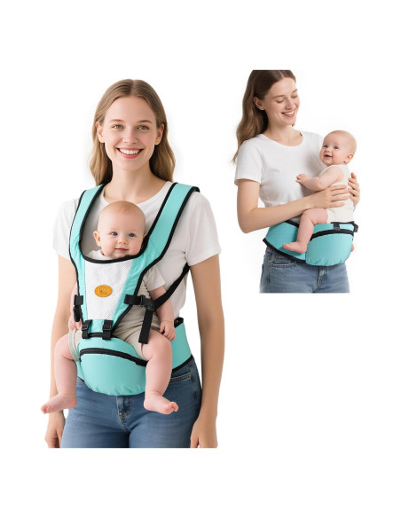 Portabebés Ergonómico 0-36 Meses Azul Cielo Malla Transpirable