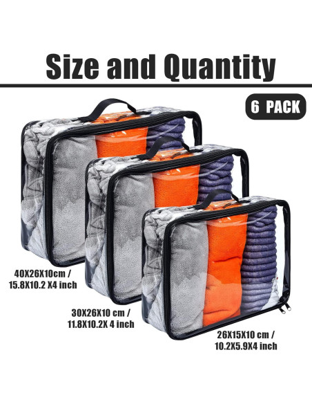Cubos de Empaque de Viaje Hillban 6 Pcs PVC Negro Grande