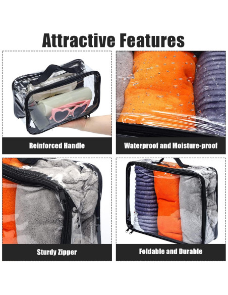 Cubos de Empaque de Viaje Hillban 6 Pcs PVC Negro Grande