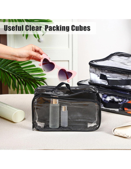 Cubos de Empaque de Viaje Hillban 6 Pcs PVC Negro Grande