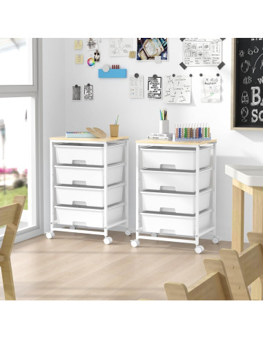 Carro de Almacenamiento Rodante SYKIARIOL 4 Cajones Blanco