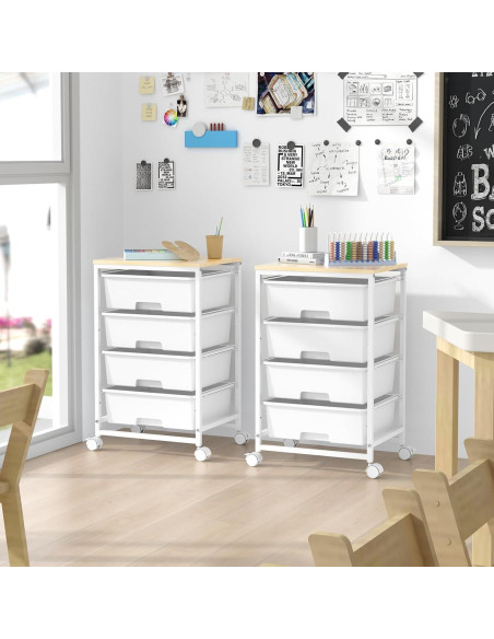 Carro de Almacenamiento Rodante SYKIARIOL 4 Cajones Blanco