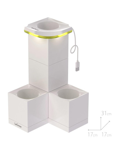 Maceta Interior LeGrow con Luz LED y Autorriego 2 Piezas