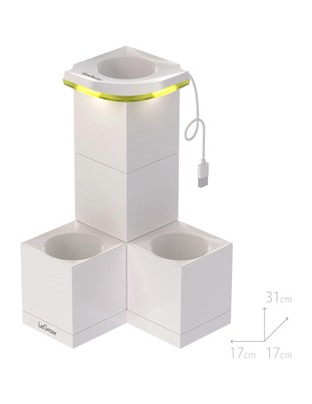 Maceta Interior LeGrow con Luz LED y Autorriego 2 Piezas