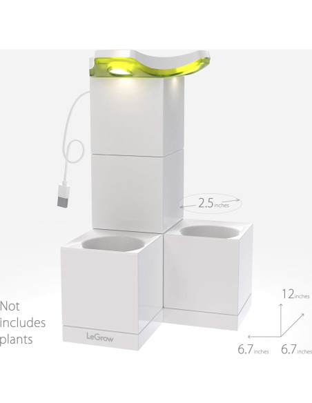 Maceta Interior LeGrow con Luz LED y Autorriego 2 Piezas