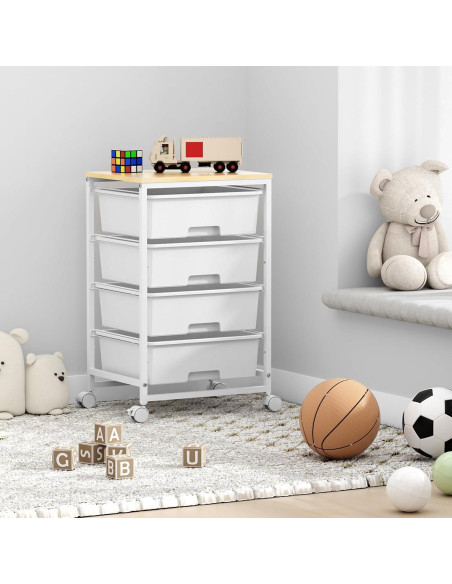 Carro de Almacenamiento Rodante SYKIARIOL 4 Cajones Blanco