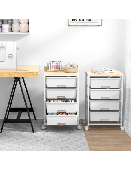 Carro de Almacenamiento Rodante SYKIARIOL 4 Cajones Blanco