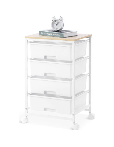 Carro de Almacenamiento Rodante SYKIARIOL 4 Cajones Blanco