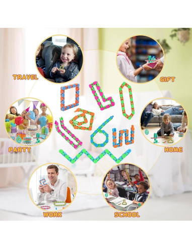 Paquete de 12 Juguetes Antiestrés Wacky Tracks para Niños y Adultos