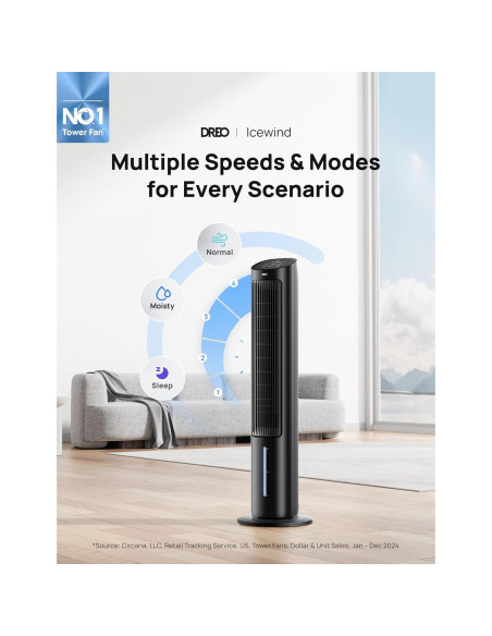 Ventilador Torre Dreo IceWind 5.99 kg 13000 CFPH Control Remoto