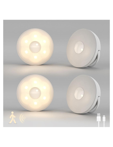Luz Nocturna Recargable Dawnrise con Sensor de Movimiento - 4 Piezas