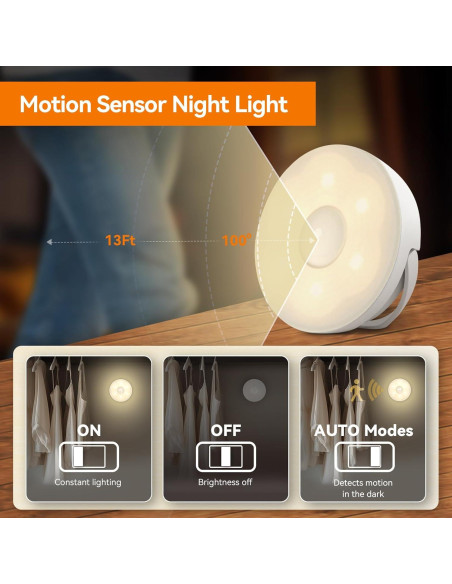 Luz Nocturna Recargable Dawnrise con Sensor de Movimiento - 4 Piezas