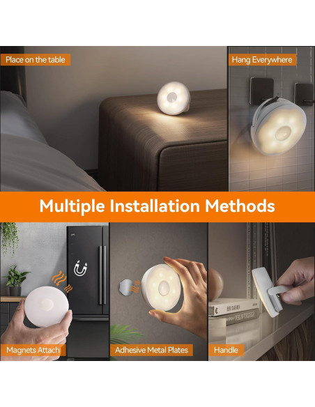 Luz Nocturna Recargable Dawnrise con Sensor de Movimiento - 4 Piezas