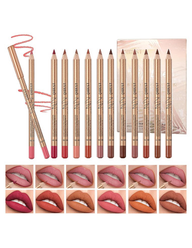 Juego de Lápices de Labios 12 Colores DENESTUP Alta Pigmentación