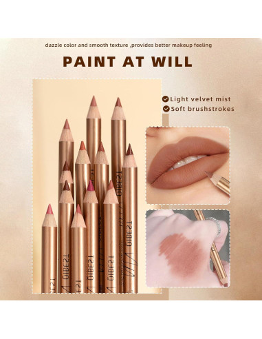 Juego de Lápices de Labios 12 Colores DENESTUP Alta Pigmentación