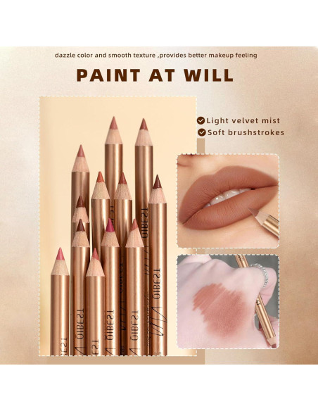 Juego de Lápices de Labios 12 Colores DENESTUP Alta Pigmentación