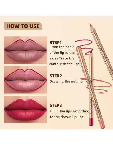 Juego de Lápices de Labios 12 Colores DENESTUP Alta Pigmentación