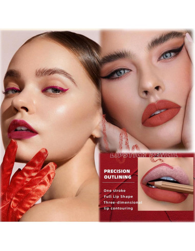 Juego de Lápices de Labios 12 Colores DENESTUP Alta Pigmentación