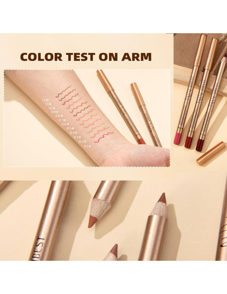 Juego de Lápices de Labios 12 Colores DENESTUP Alta Pigmentación