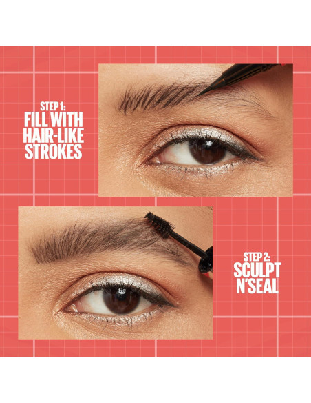 Lápiz y Gel Sellador para Cejas Maybelline Build-A-Brow Marrón Negro 1.4g Lápiz y Gel Sellador para Cejas Maybelline Build-A-Brow Marrón Negro 1.4g