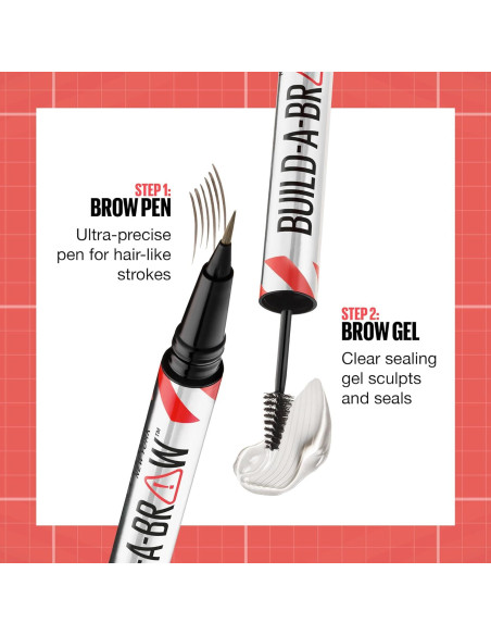Lápiz y Gel Sellador para Cejas Maybelline Build-A-Brow Marrón Negro 1.4g Lápiz y Gel Sellador para Cejas Maybelline Build-A-Brow Marrón Negro 1.4g