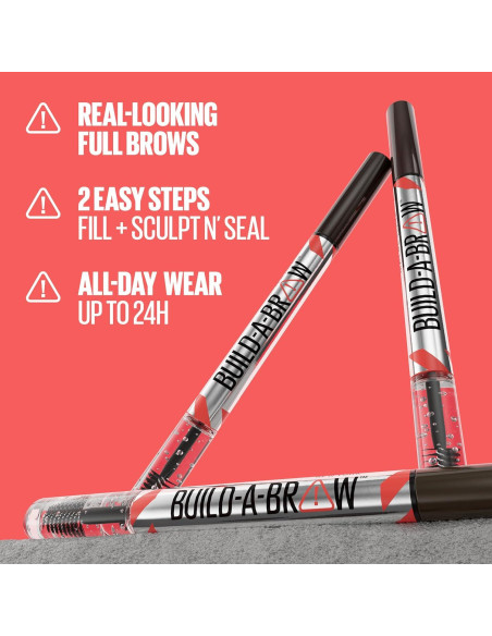Lápiz y Gel Sellador para Cejas Maybelline Build-A-Brow Marrón Negro 1.4g Lápiz y Gel Sellador para Cejas Maybelline Build-A-Brow Marrón Negro 1.4g